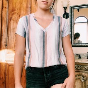 Anthropologie Cloth & Stone Striped Short Sleeve